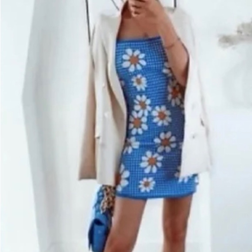 Zara blue floral dress